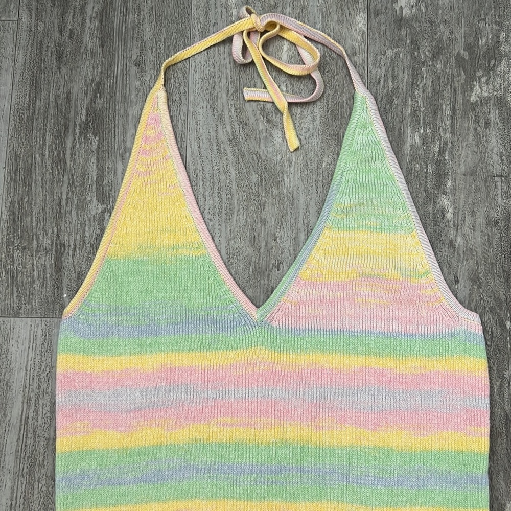 WILD FABLE WOMEN'S SLEEVELESS HALTER TOP MULTICOLOR SWEATER KNIT DRESS - Picture 7 of 10